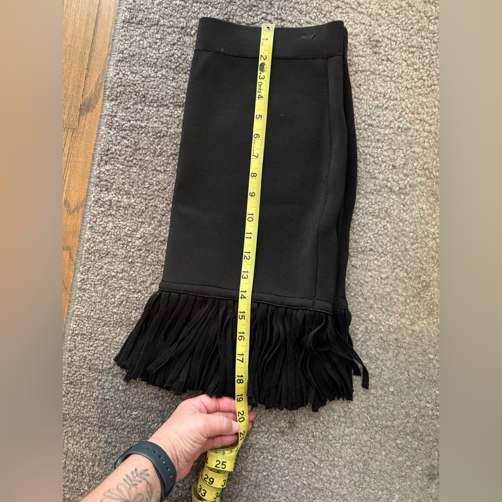 Rebecca Minkoff Black Pencil Skirt with Fringe NWT - Picture 5 of 7
